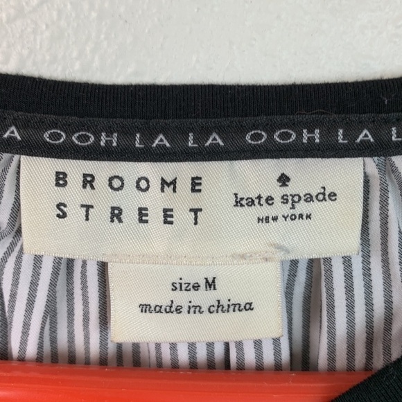 Kate Spade Broome Street fine knit front striped cotton back ruffle trim top EUC - Picture 7 of 7